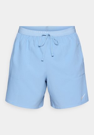 Világoskék futóshort puha anyagból, gumis derékrésszel és húzózsinórral, oldalán zsebekkel; ezüstszínű Nike logóval ellátva.