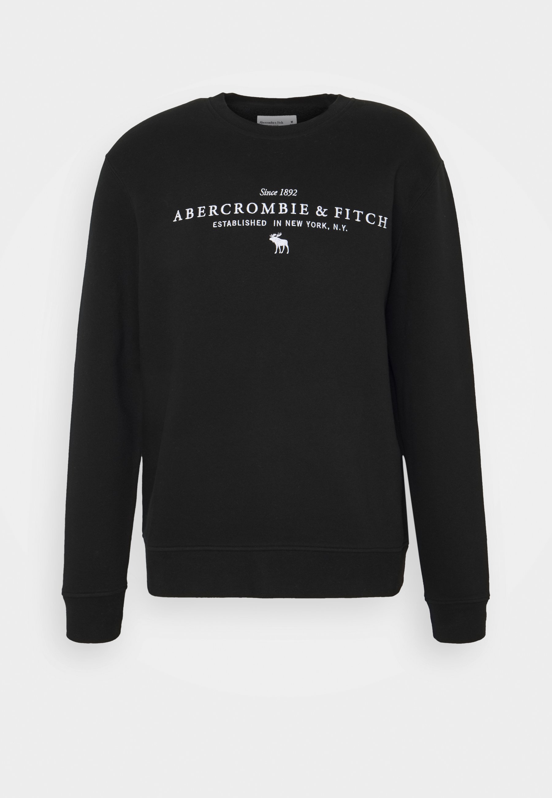 Abercrombie & Fitch LOGO CREW Sweater blackZwart Abercrombie & Fitch Crewneck truien voor heren in de sale