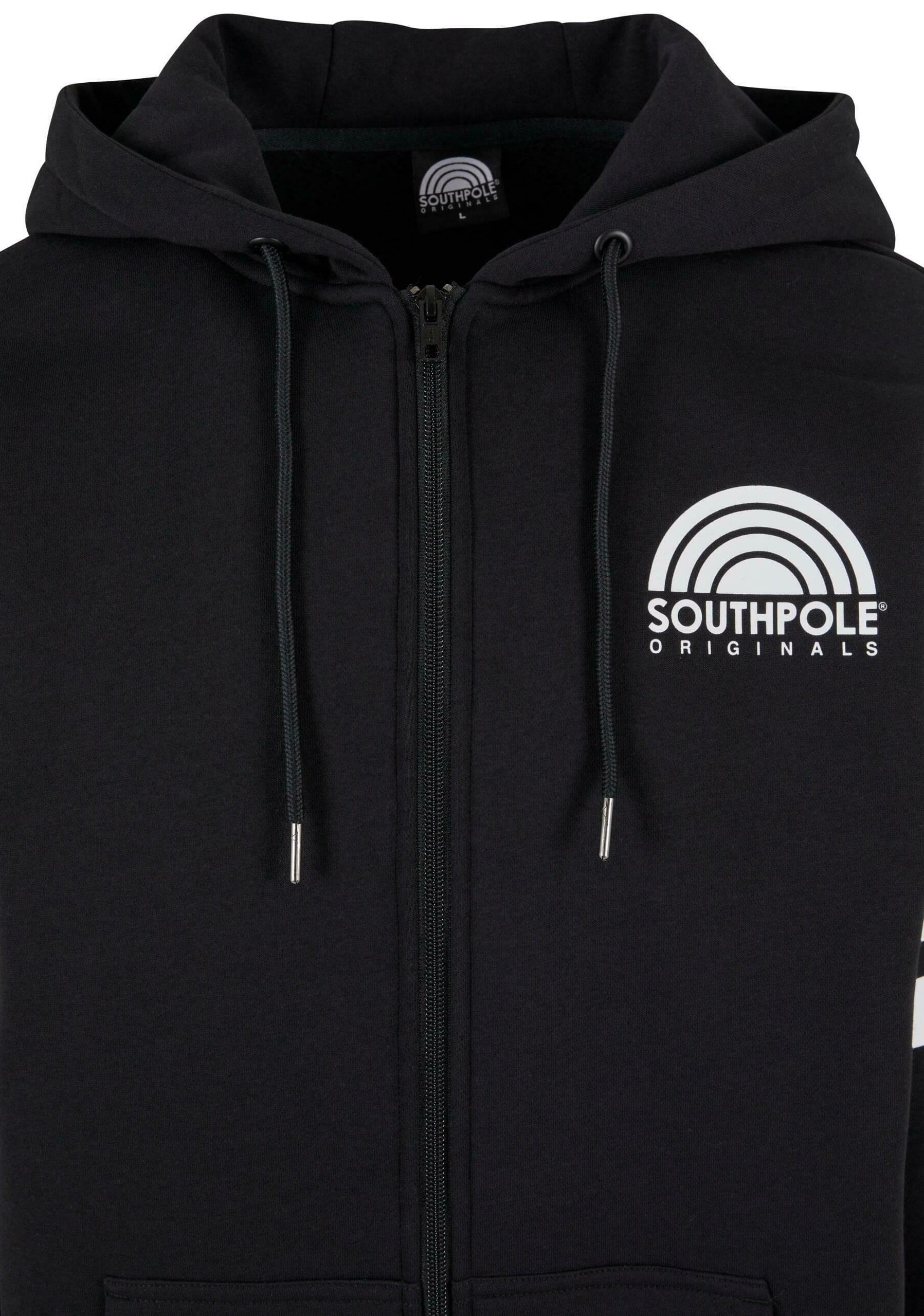 Southpole COLLEGE - Zip-up sweatshirt - black white/multi-coloured