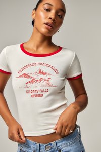 BDG Urban Outfitters WESTERN RINGER BABY - Camiseta estampada - white