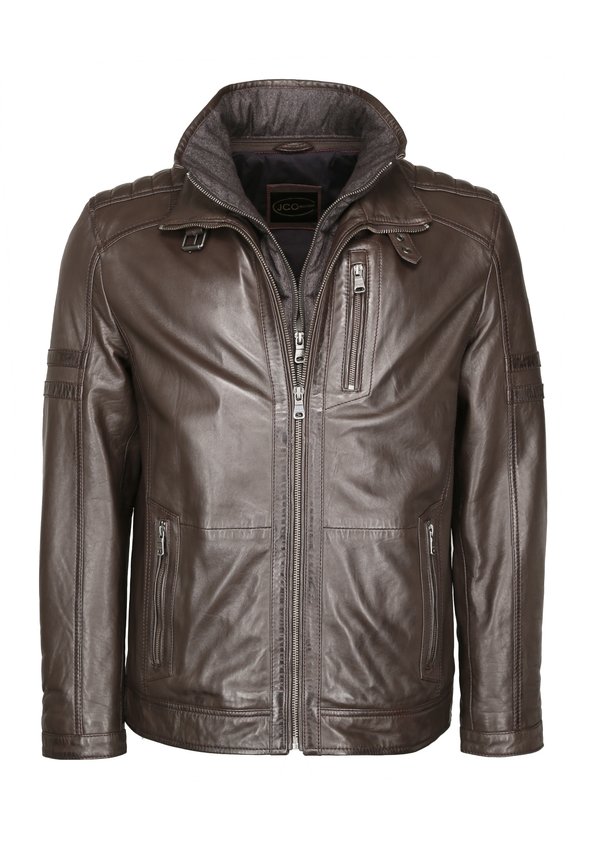 MIT DOPPELTEM KRAGEN - Lederjacke