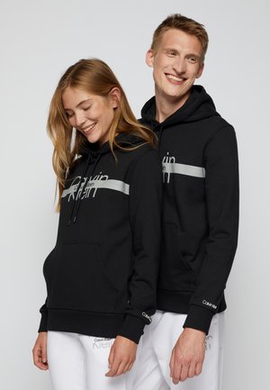REFLECTIVE CHEST STRIPE HOODIE UNISEX - Sweatshirt - black
