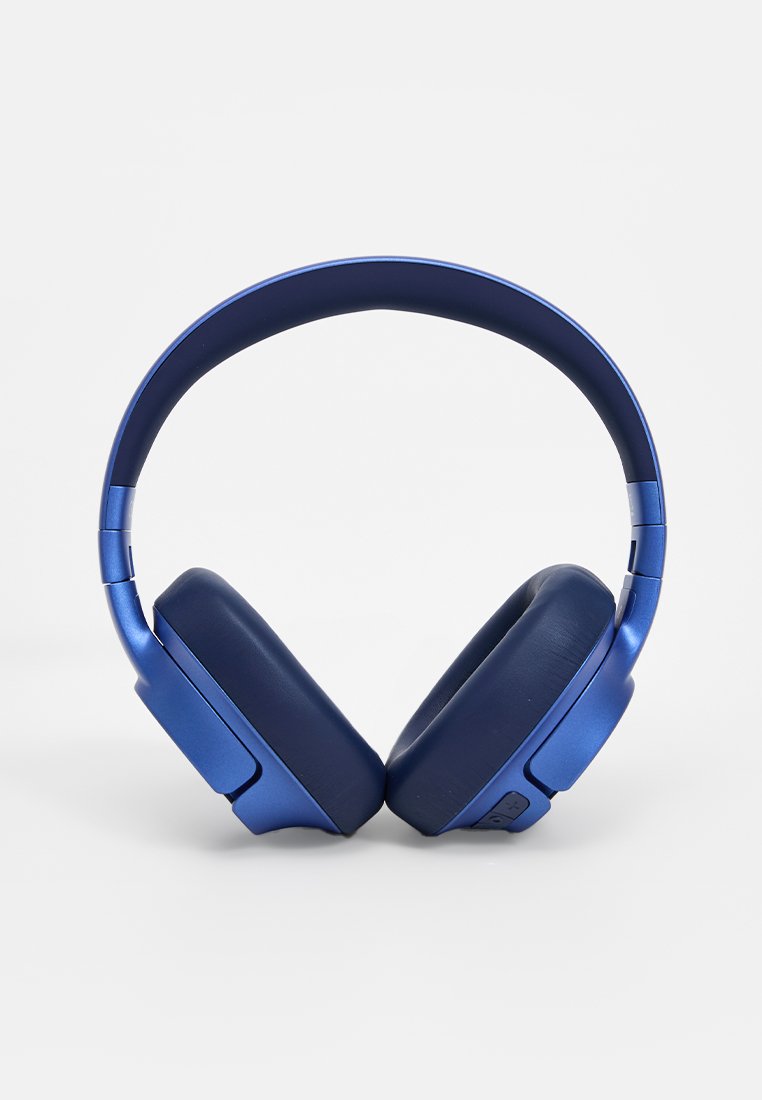 Drahtlose Kopfhörer in mattem Dunkelblau mit gepolstertem Kopfband und Ohrmuscheln. Merkmale sind die abgerundete Form und strukturierte Akzente für besseren Halt.