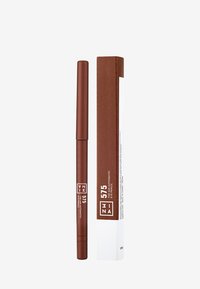 Crayon pour les yeux automatique marron avec une finition mate, doté d'un design épuré. L'emballage est une boîte en carton marron assortie avec un texte blanc.