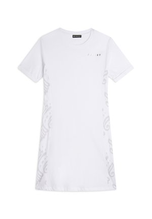 A MANICHE CORTE IN CON DETTAGLI  - Vestito di maglina - white allover ikat white