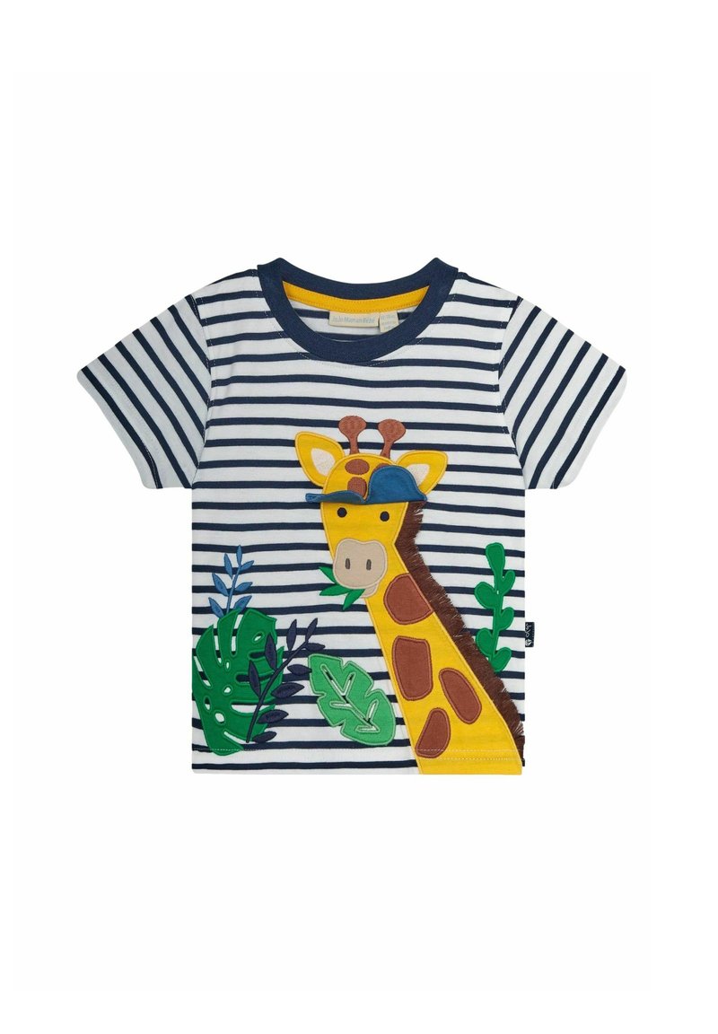 JoJo Maman Bébé REGULAR FIT - Apdrukāts T-krekls - white navy stripe giraffe