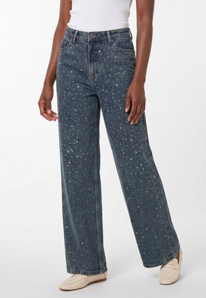 Eight 2 Nine, EIGHT 2 NINE WIDE LEG JEANS MIT STRASSVERZIERUNG - Wide leg - dark-blue
