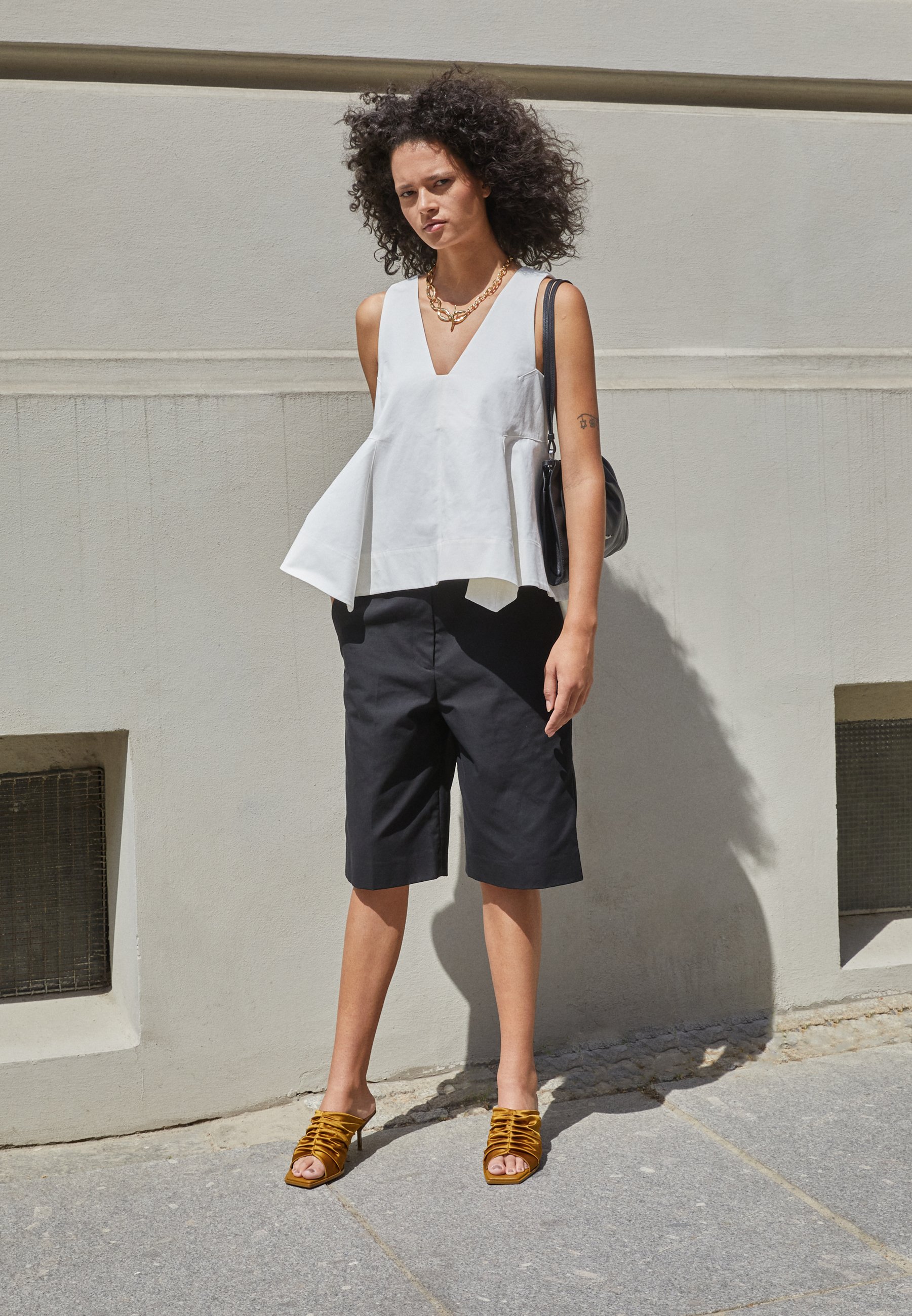 black walking shorts