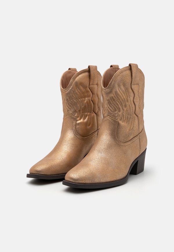 Cowboy/biker ankle boot - gold4