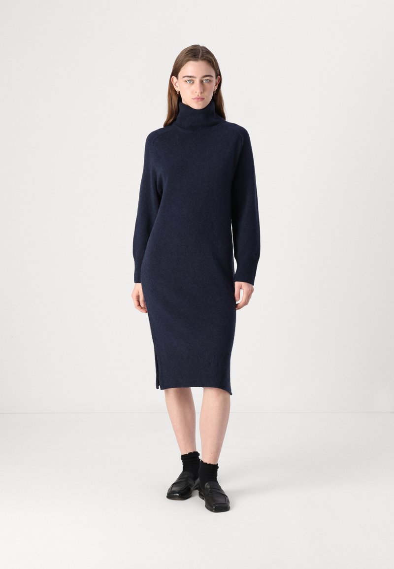 GANT DETAIL ROLLNECK DRESS - Abito in maglia - evening blue