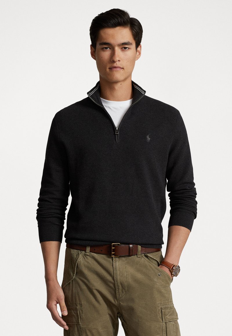Polo Ralph Lauren KNIT COTTON QUARTER ZIP JUMPER - Trui - dark granite hthr