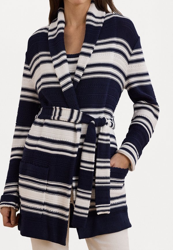 STRIPED BELTED COTTON BLEND CARDIGAN - Cardigan4