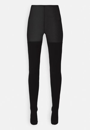 THIGH HIGH SPLICED FOOTSIE - Leggings - black