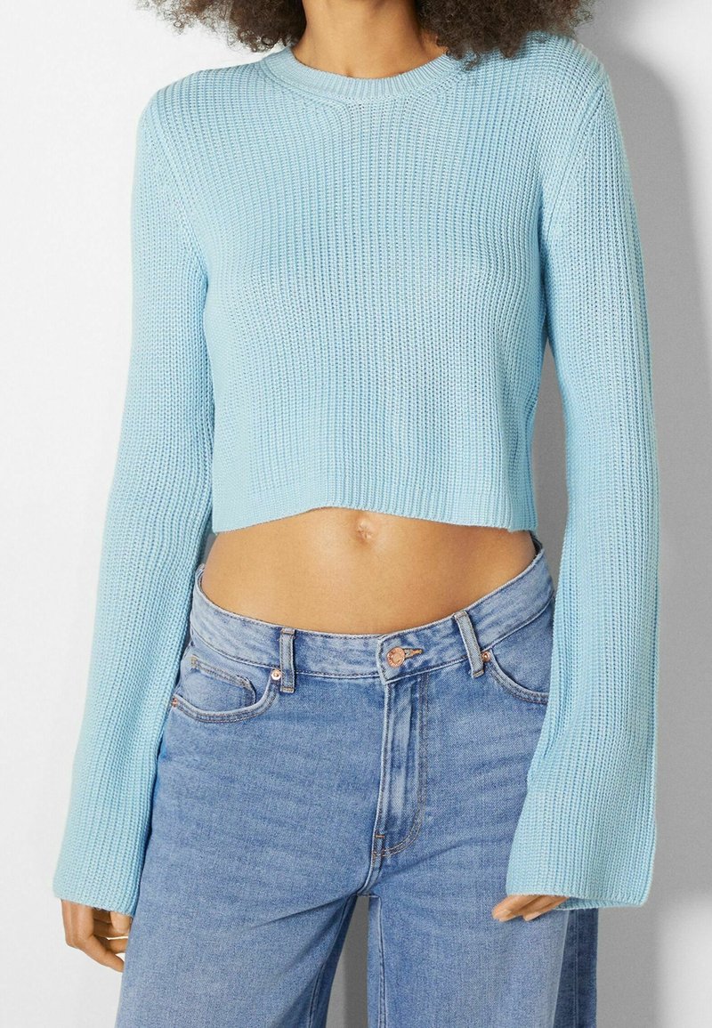 Bershka Stickad tröja - dark blue