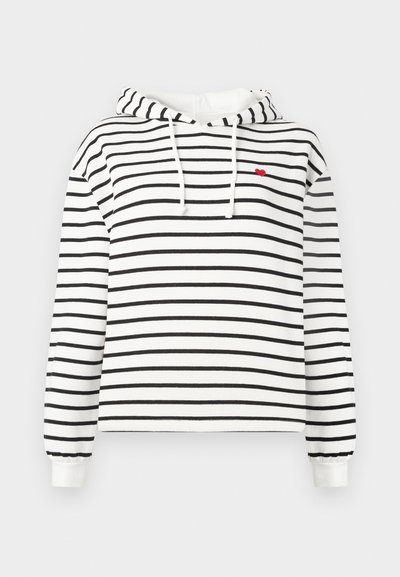 PCCHILLI HOODIE STRIPES - Sweat à capuche - cloud dancer/black