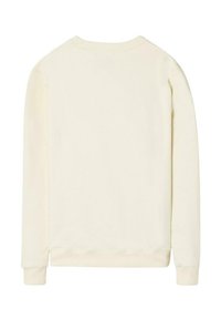 Sudadera de color crema con mangas largas, puños y dobladillo de canalé, textura suave y un diseño clásico de cuello redondo.