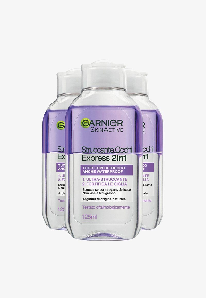 Garnier - STRUCCANTE OCCHI EXPRESS 2IN1, ADATTO ANCHE AL MAKE UP WATERPROOF, 125 ML - 3 PACK - Struccante - trasparente, Ingrandire