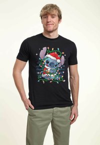 Disney LILO & STITCH STITCH XMAS LIGHTS UNISEX - Print T-shirt - navy blue