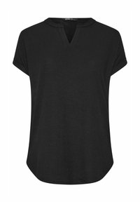 Yours Clothing TEXTURED NOTCH NECK - Camicetta - black