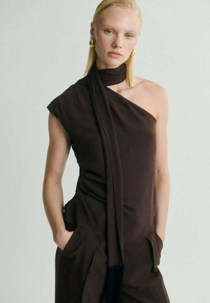 Mango ASYMMETRICAL WITH FRINGE DETAIL - Blouse - brown