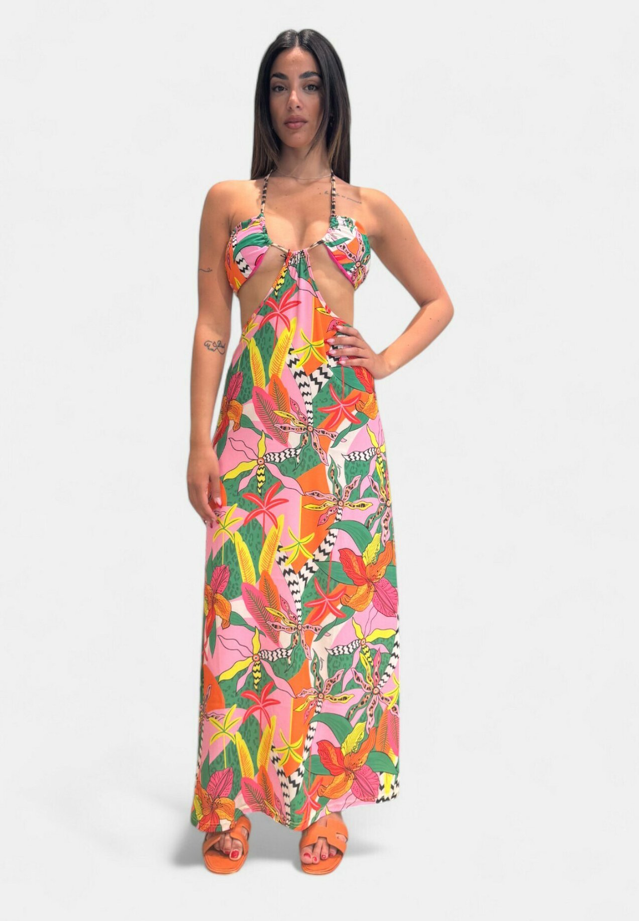 4Giveness LUNGO FASANO FEEL Vestito di maglina multicolor/rosa