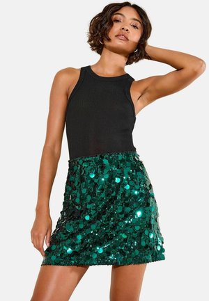 REGULAR FIT - SEQUIN - Fustă în formă de A - green