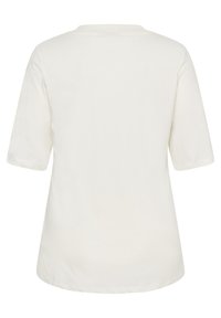 T-shirt blanc uni à manches courtes, vu de dos, avec un col rond et une coupe décontractée.