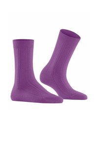 Lila Socken mit geripptem Bündchen, strukturiertem Obermaterial und verstärktem Zehen- und Fersenbereich. Hergestellt aus weichem, elastischem Material für optimalen Komfort.