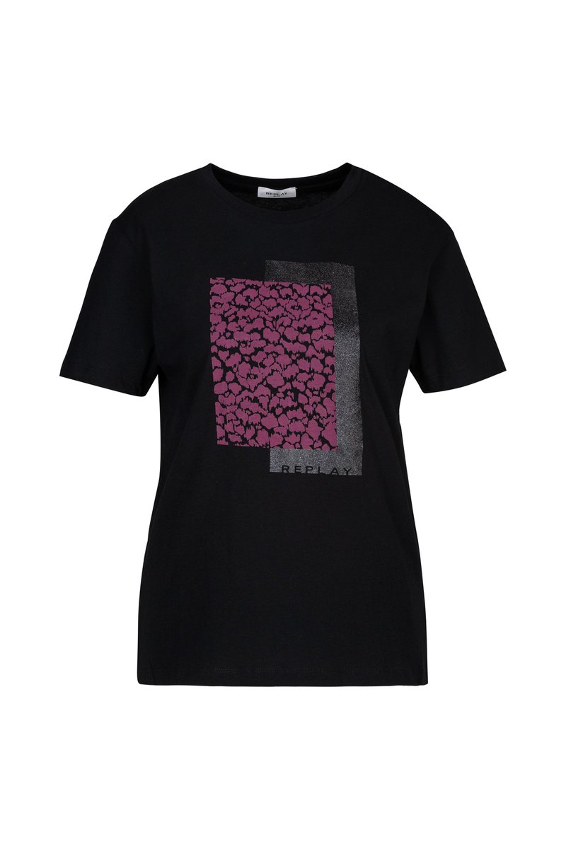 Replay T-shirt print zwart
