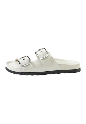 Bershka, BUCKLED - FLAT SLIDER SANDALS - Mules - white