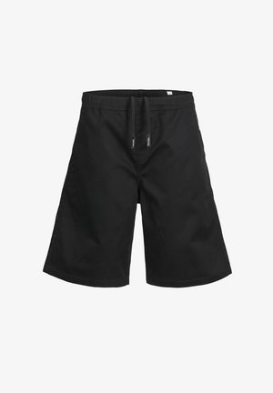 Sort shorts lavet af letvægtsstof, med en elastisk talje med snor og sidelommer. Enkelt, lige ben-design.