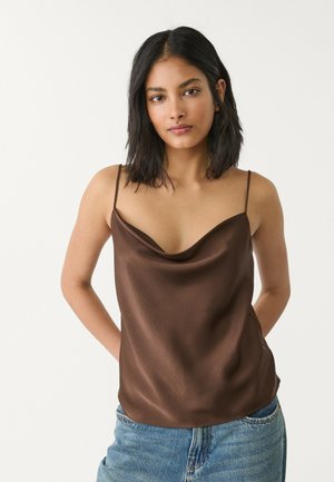 Stradivarius STRAPPY - Top - dark brown