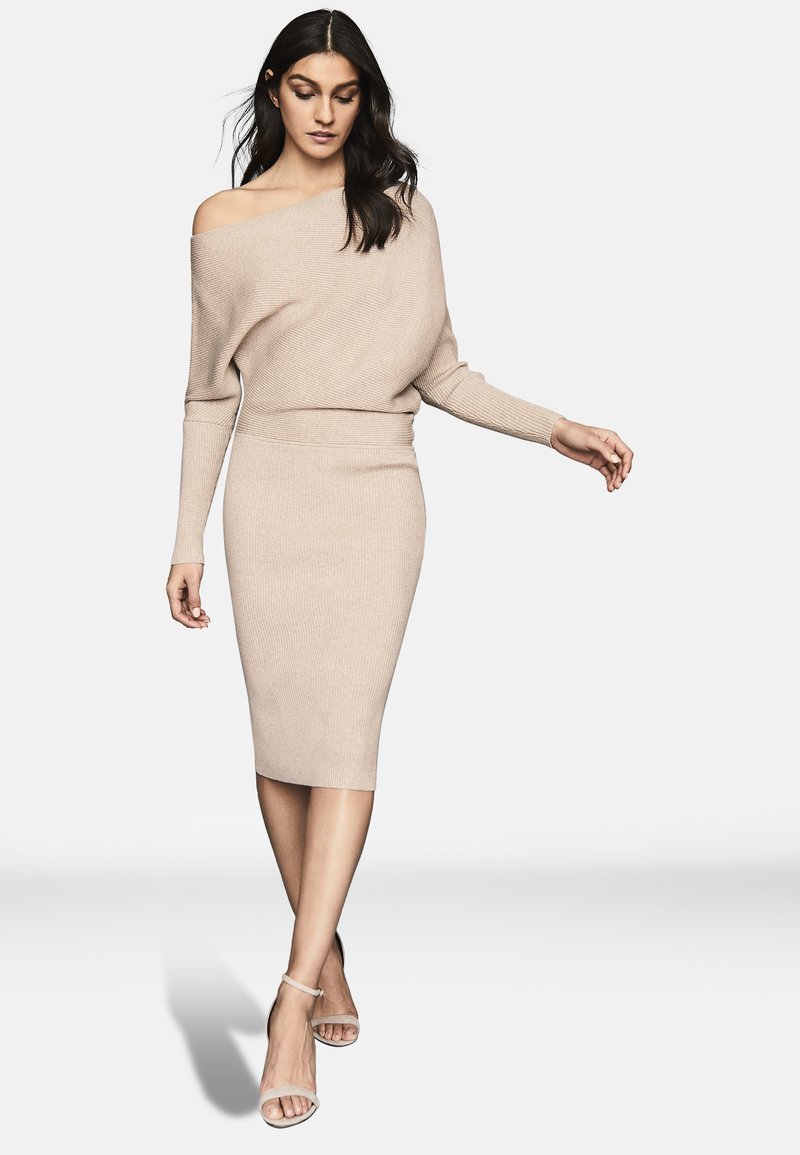 Reiss Lara Strickkleid Stone Stein Zalando De 