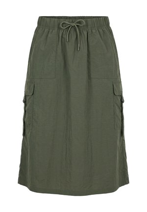 Ulla Popken, DRAWSTRING WAIST CARGO SKIRT - Áčková sukně - olive grey