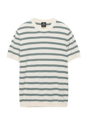 PULL&BEAR SHORT SLEEVE - JUMPER - T-shirt imprimé - mottled light green