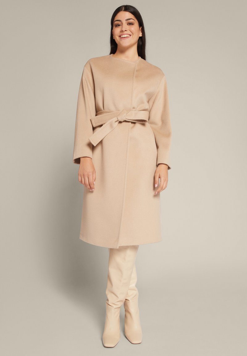 Manteau Ample Elena Miro Taille 44 - Laine Et Angora, Couleur Beige Camel, Occasion