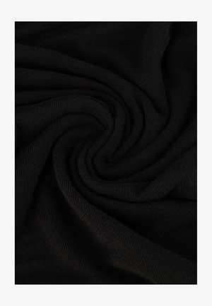 Tissu noir tricoté avec un motif en spirale, mettant en valeur une texture lisse et un design finement côtelé. Idéal pour diverses applications textiles.