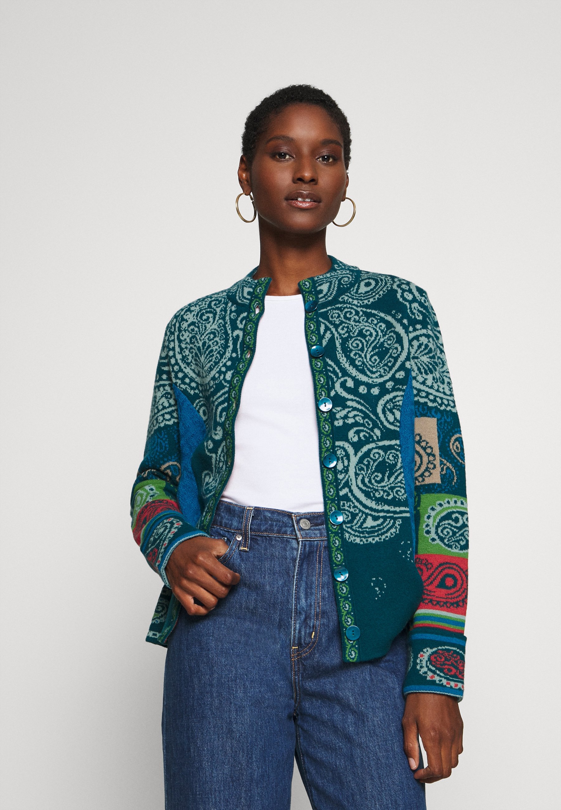 25/% NEU Ivko Strickjacke 36 Wolle pacific blau Tracht 202612 Schößchen