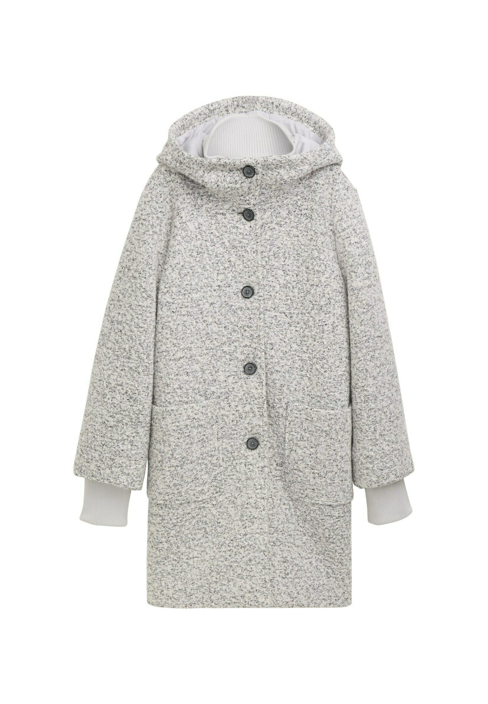 TOM TAILOR Damen Boucle Mantel – Karomuster, Regular Fit, Rückenlänge Ca. 94 Cm (Gr. M)