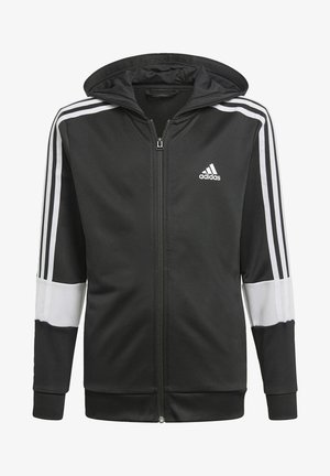 STRIPES AEROREADY PRIMEBLUE HOODIE - Sweater met rits - black