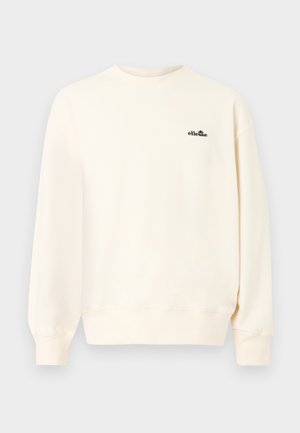 Kremno obarvan pulover z okrolim izrezom, dolgimi rokavi in majhnim črnim logotipom »ellesse« na zgornjem levem delu prsnega koša.