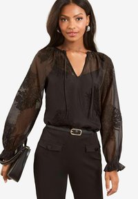Lipsy EMBROIDERED  RUFFLE CUFF  REGULAR FIT - Blůza - black