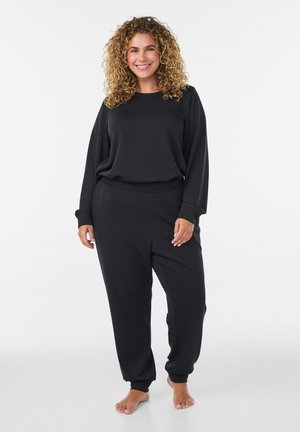 Zizzi, JERSEYHOSE MIT HOHER TAILLE UND TASCHEN - Παντελόνι φόρμας - schwarz