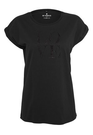 CLASSIC ROLL UP LOVE - Print T-shirt - black shirt print black glitter g