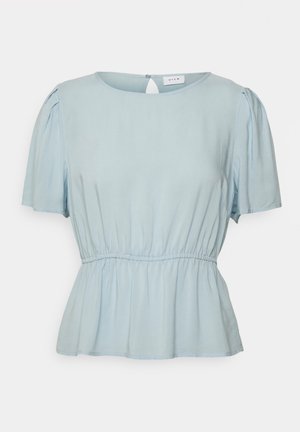 VILA Petite VITRINE O NECK PEPLUM - Blúz - kentucky blue