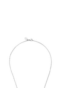 Söljkedja med små länkar och en kräftklämma. Har en platt tag nära klämman, slät yta och minimalistisk design.