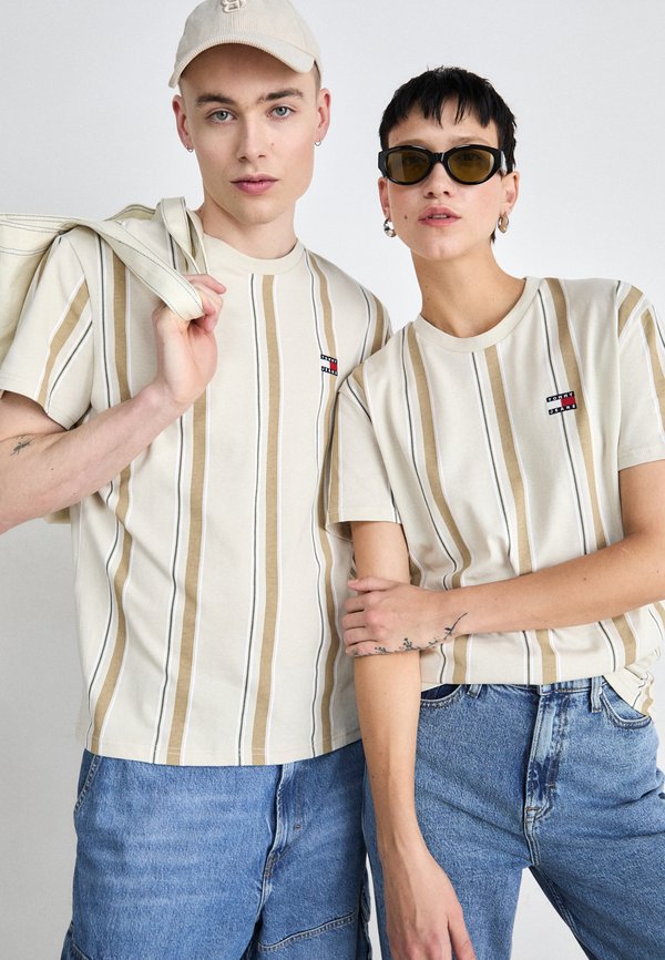 VERTICAL STRIPE TEE UNISEX - Print T-shirt - newsprint multi3