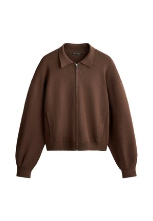 OYSHO, KNIT POLO JACKET - Gilet - cocoa