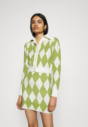 COLLAR CARDIGAN - Cardigan - green/off white