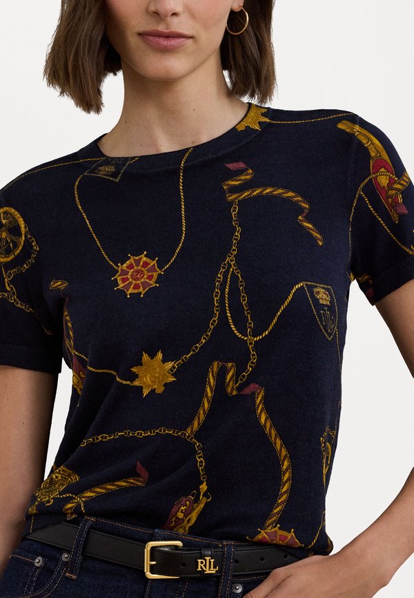 PRINT COTTON-BLEND SHORT SLEEVE SWEATER - Print T-shirt3